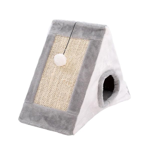 

pet supplies playhouse small cat cave toy cosy bed tent foldable triangle with scratching board hanging ball durable soft