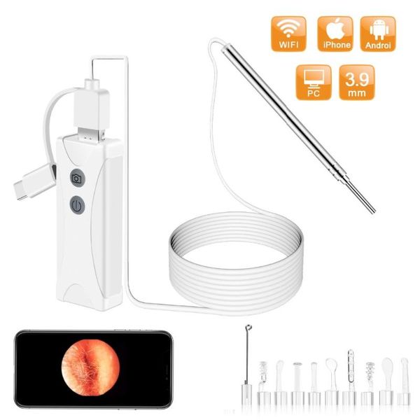 

cameras 3.9mm 2mp 1080p wifi earpick endoscope cleaning ear wax remover 3in1 usb visual otoscope earscope cleaner inspection camera