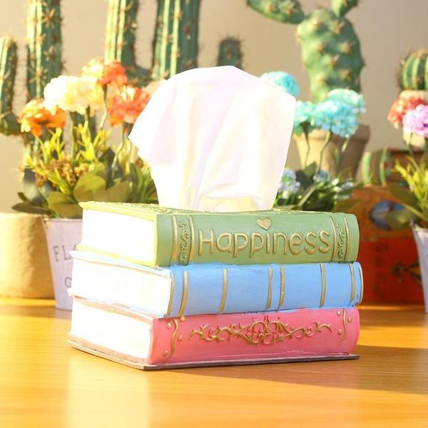 

tissue boxes & napkins retro box resin napkin storage container rectangle creative book shaped paper towel holder deskdecoration