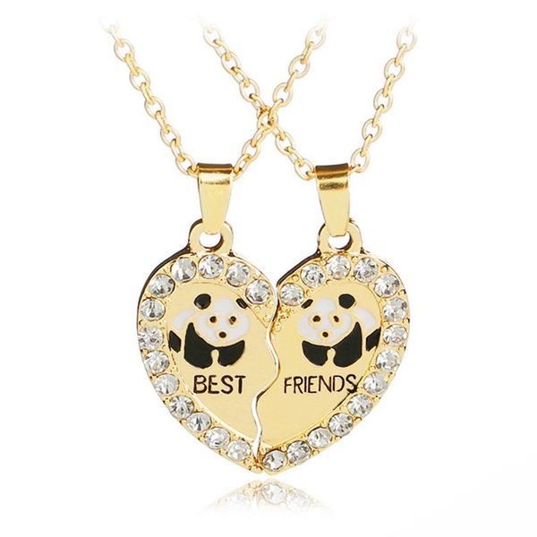 

pendant necklaces " friends" panda love / heart necklace jewelry good friends factory supply direct, Silver