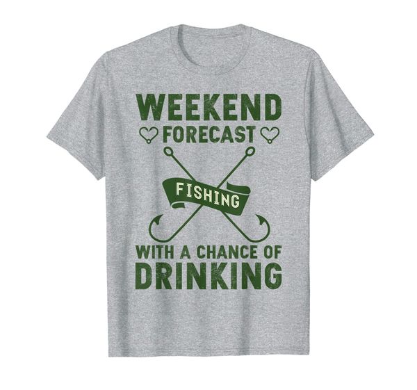 

funny weekend forecast with a chance of drinking fishing t-shirt, White;black