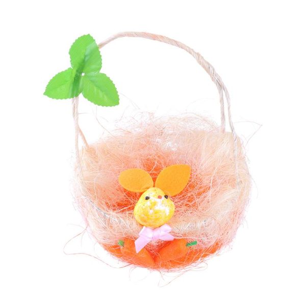 

storage baskets easter basket thread holder floral ornament party decor with handle (random color)