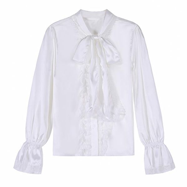 

women's shirt plus size white bottoming new long trumpet sleeve loose fit fashion tide spring 2021 693-b