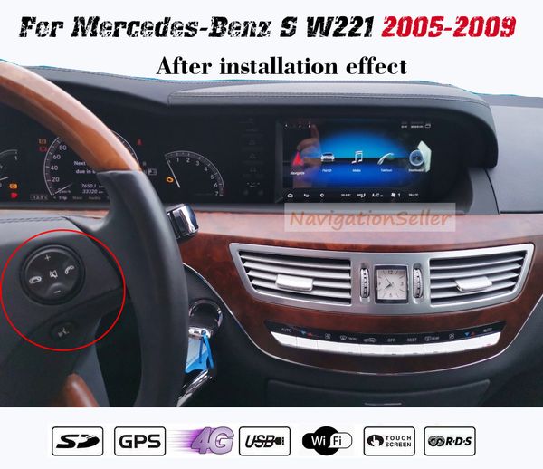 Android10.0 RAM 8G ROM 64G Auto-DVD-Player für Mercedes-Benz S W221 2005–2009 Mutimediea 3-Wege-USB-Unterstützung DAB optionales Stereoradio