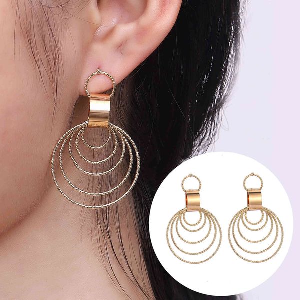 

fashion multi layer circular ring earrings new earrings fashion fashion personality accessories, Silver
