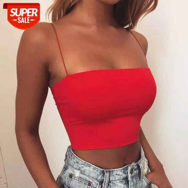 

2020 new fashion women spaghetti strap crop bodycon sleeveless cami tube basic plain camisole #vn0z, White