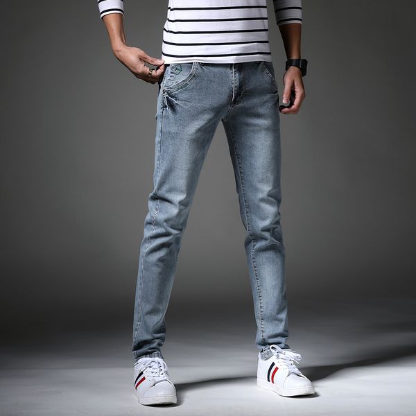 

big size 2020 spring new plus size mens casual jeans brand clothing large size stretch denim jeans male gray slim feet pants, Blue