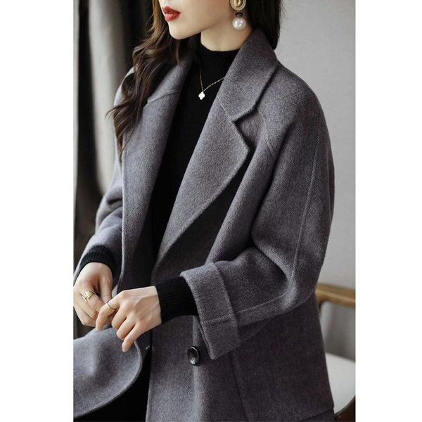 

women's wool & blends autumn winter women coat female plush coats loose lapel overcoat ladies thicken warm casual style clothin, Black