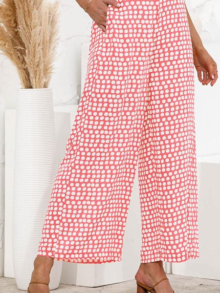 

women's pants & capris high waist polka dot loose three-color straight-leg casual pocket beach vacation bohemian women 2021, Black;white