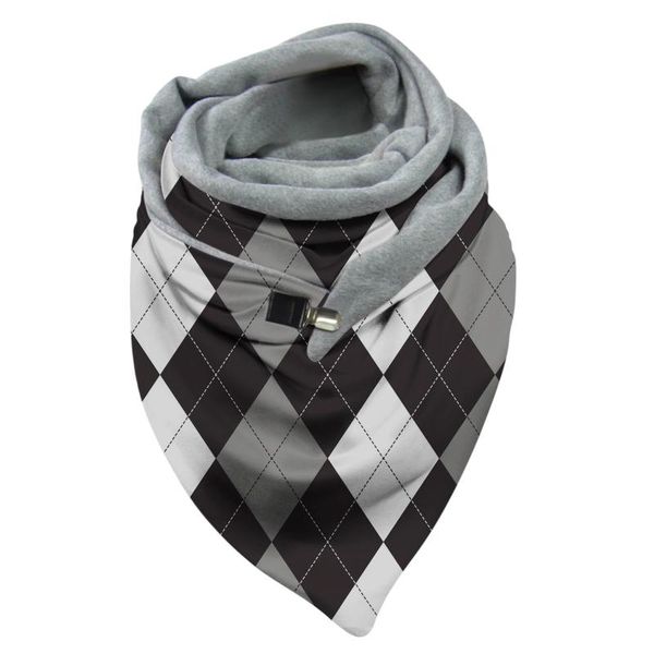 

scarves lady scarf women winter warm windproof retro plaid prints double-layer buckle thinker female shawl l4, Blue;gray