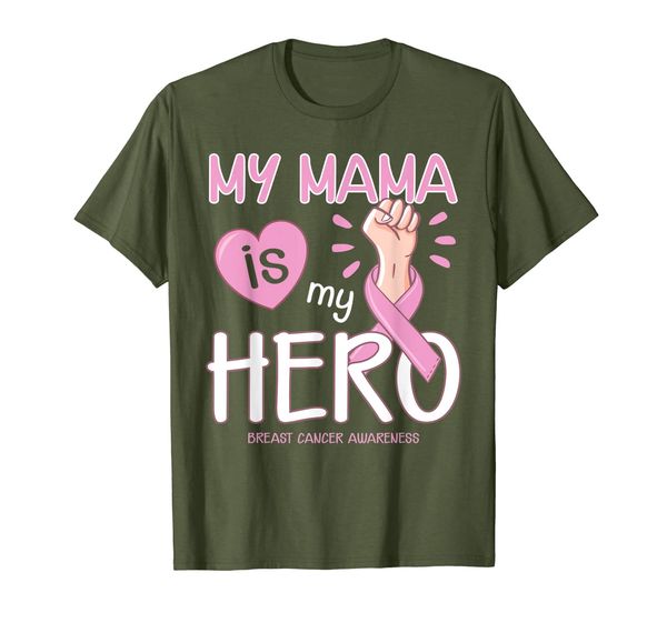 

my mama is my hero breast cancer awareness shirt, White;black