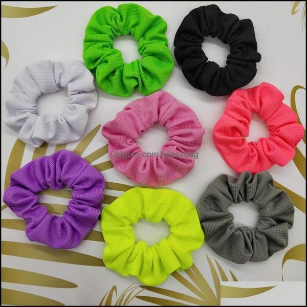 

rubber jewelry jewelry arrival fashion women neon color bands waffle scrunchies girls hair tie aessories ponytail holder drop delivery 2021, Pink
