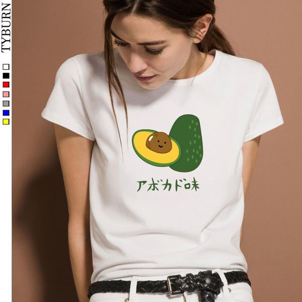 

women's t-shirt 100% japanese cotton 2021 hd fruit print round neck short sleeve summer tshirt, White