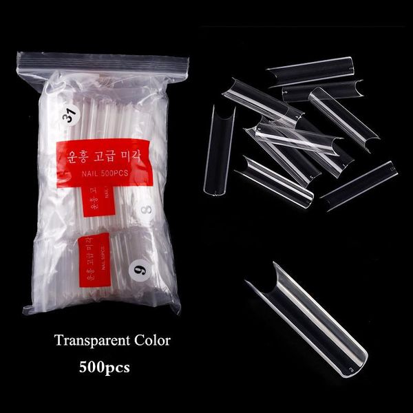 

false nails 500pcs/bag nail tips extra long full cover fake tip square clear/natural press on extensions 10sizes salon, Red;gold
