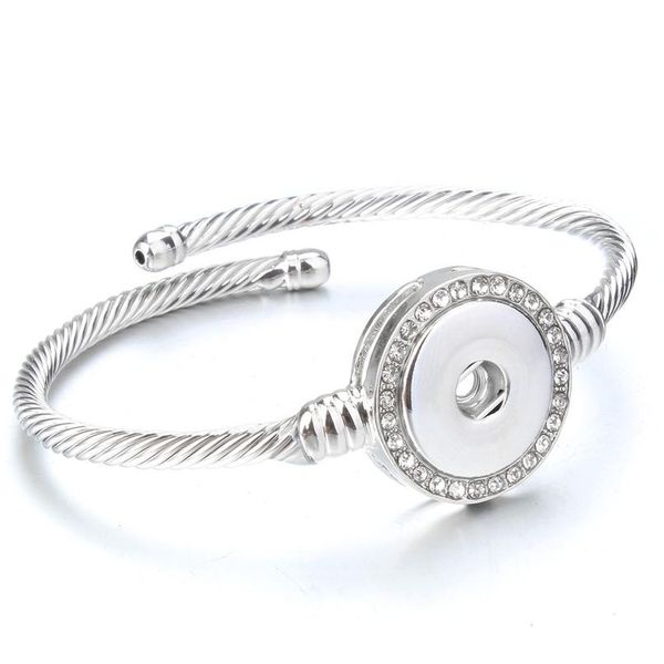 

new snap jewelry rose gold silver color crystal snap button bracelet bangle simple cuff bracelet for men wom jllmmn, Golden;silver