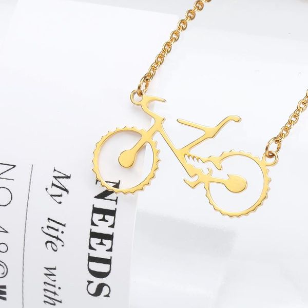 

punk rock bike hollow bicycle pendant necklace christmas gift to boyfriend gold plated stainess steel pendant necklace, Silver