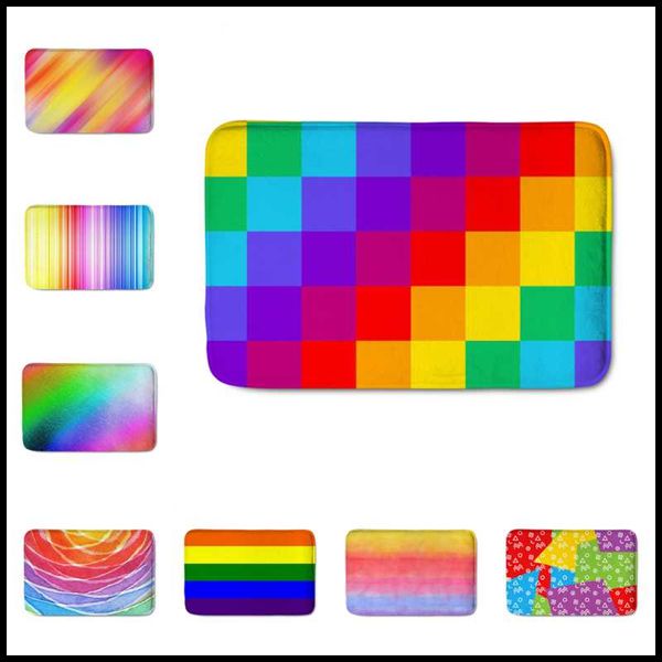 

carpets upetstory stripes colorful rainbow flag lgbt doormat non-slip rug soft bath mats bathroom supplies carpet living room
