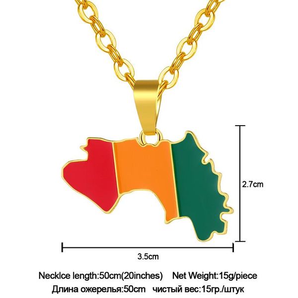 

pendant necklaces wangaiyao guinea africa flag necklace couple stainless steel chain men's women's jewelry, Silver