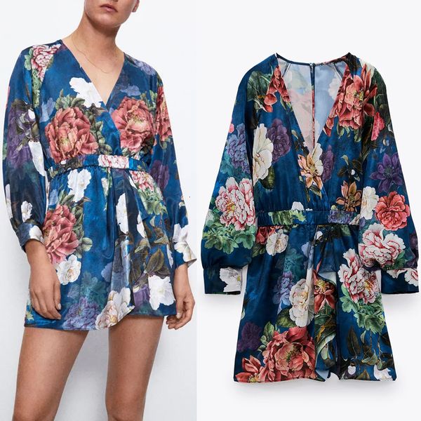 

new floral print playsuit women neck long ruffle short jumpsuit elastic waist elegant ladies jumpsuits 15ut ztfu, Black;white