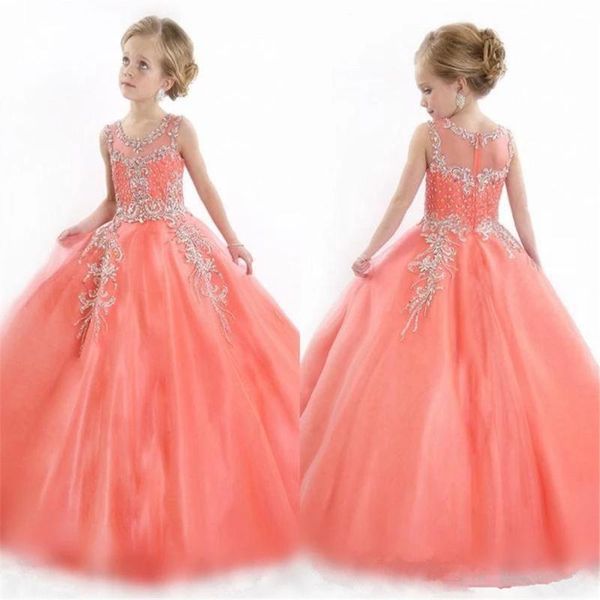 

girl's dresses lovely flower girl beaded sequined applique for weddings sleeveless gown kids first holy communion pageant, Red;yellow