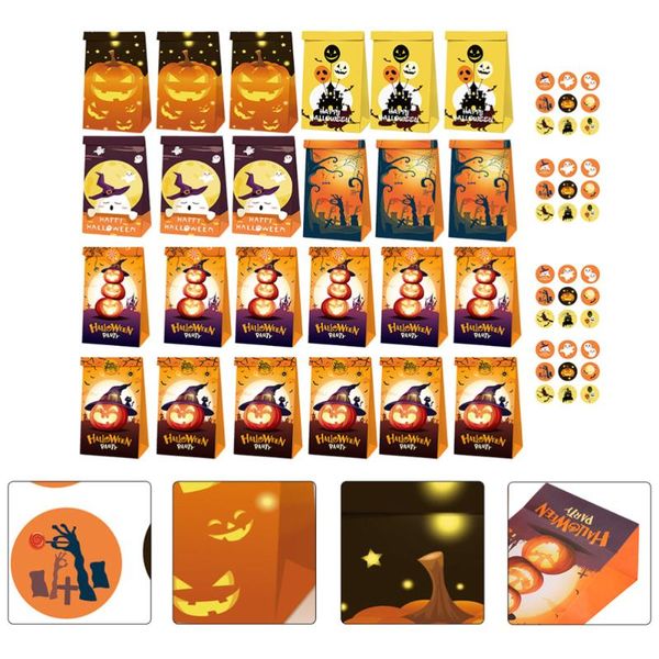 

gift wrap 1 set paper storage bag biscuit bags candy with stickers