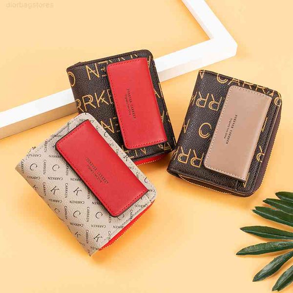 

wallet 2021 women's short multifunctional letter organ card bag vertical zero, Red;black