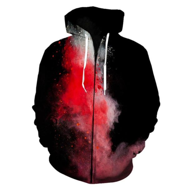 

men's hoodies & sweatshirts autumn and winter men women zipper 3d printing speckled tie dye pattern harajuku sweatshirt fashion casual, Black