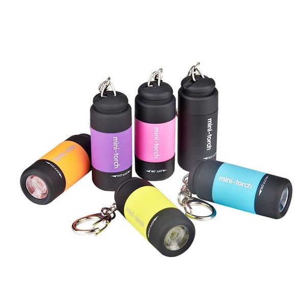 

0.5w mini keychain usb rechargeable led torch random color ja55