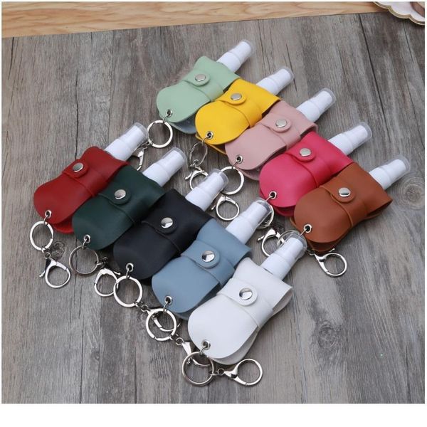 

portable 50ml spray bottle travel mister bottle with leather keychain holder porta jllaqi