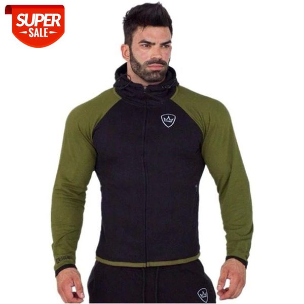 

2020 New sports jacket Men Hoodies Sweatshirts brand clothing Top quality Running jacket Male Hooded Sweatshirt men pullover #aw30, Black