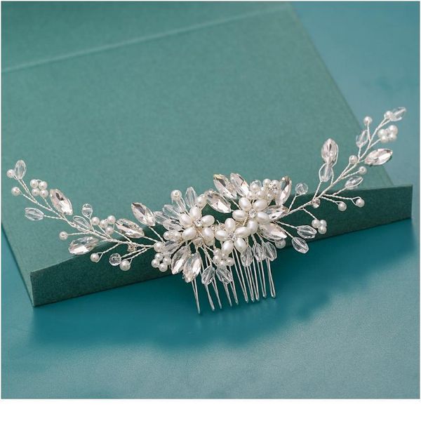 

bride hair combs hair accessories wedding bridal headpiece silver color handmade crystal pearl wedding ornaments hair qyljcm
