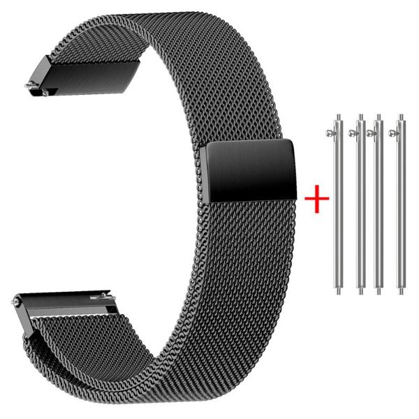 

watch bands universal milanese watchband 22/20/18/16/14mm silver stainless steel strap band replacement bracelet for smart watchbands, Black;brown