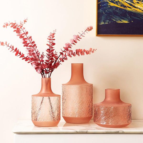 

vases home decor nordic texture craft color glass vase pink art decoration living room tv cabinet table flower arrangement