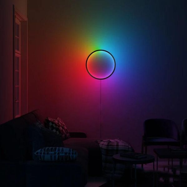 

wall lamp modern design led light living room sofa circle rgb with remote control colorful lights for home