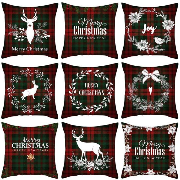 

pillow case christmas decorative cushion cover santa claus printed polyester throw decor for home sofa pillowcase