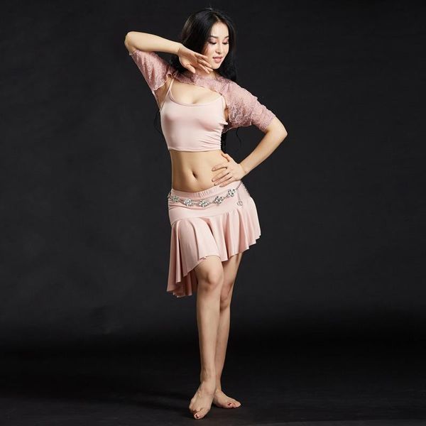 

belly dance clothes dance outfits 3pcs jacket skirt(with underpant) lace modal wear women costume for bellydancing, Black;red