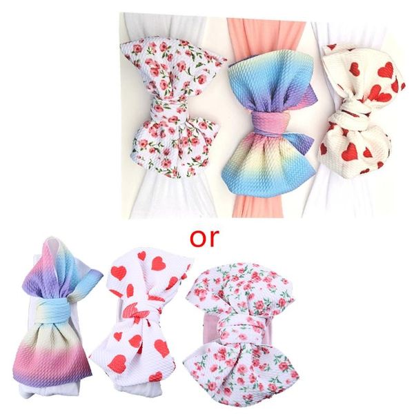 

hair accessories 3pcs/set baby turban nylon headband born infant bowknot wide elastic hairband, Slivery;white