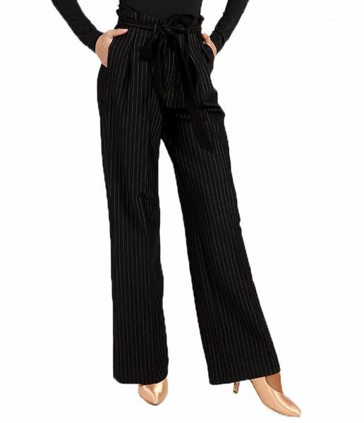 

stage wear g4002 modern ballroom dance professional vertical style trousers/pants (waist strap design), Black;red