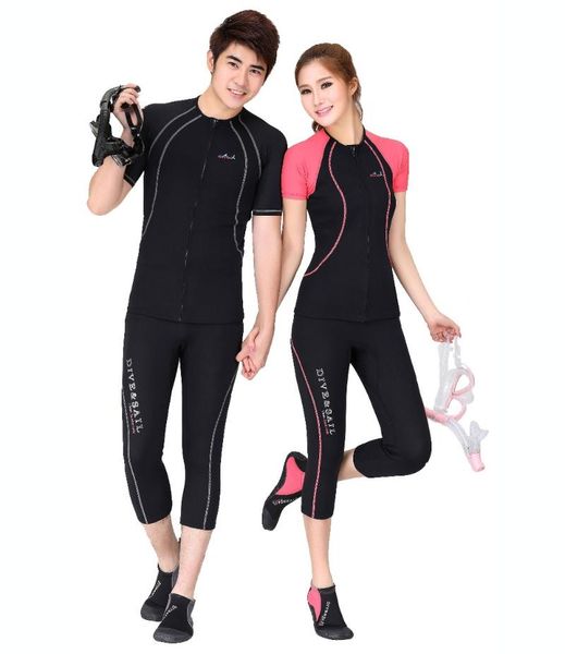 

one-piece suits shorty 1.5mm neoprene wetsuit for men and women lycra short sleeve + 7-cropped pants