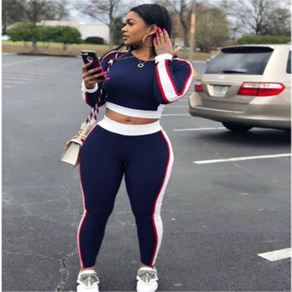 

women sweatshirt and sweatpants sets patchwork fashion tracksuit set casual long sleeve pullovers set autumn sportwear for women, Gray