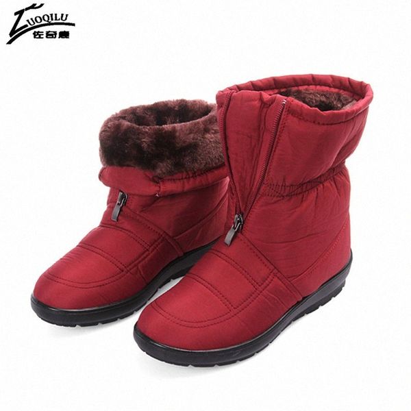 

2017 fashion snow boots women winter boots warm mother shoes waterproof women boots bota feminina plus size 41 42 65gj#, Black