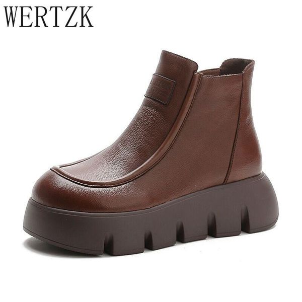 

boots 2021 autumn winter platform warm snow women thick bottom round toe side zipper pu wedges heel ankle sapatos de mujer, Black