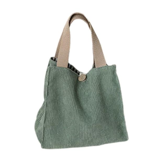 

storage bags corduroy canvas lunch bag solid ribbed velvet outdoor portable tote with handle kids student picnic handbag organizer