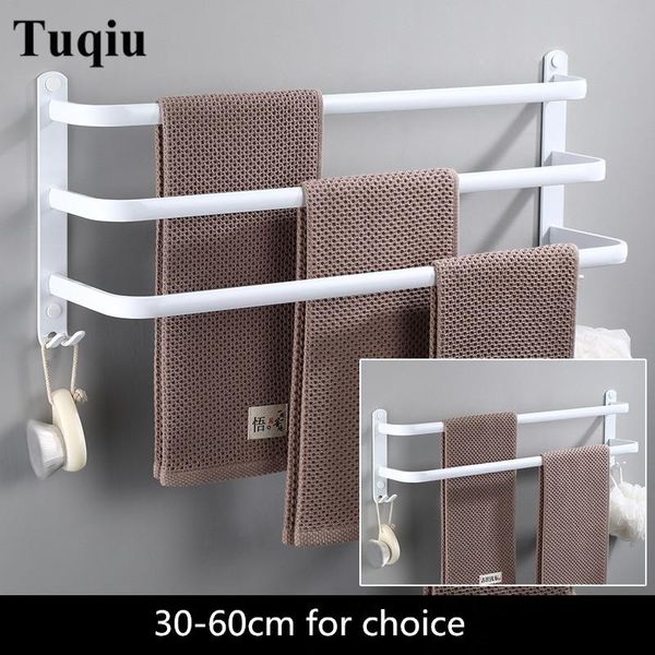 

tuqiu towel hanger wall mounted 30-50 cm towel rack bathroom bars aluminum black bar rail white holder