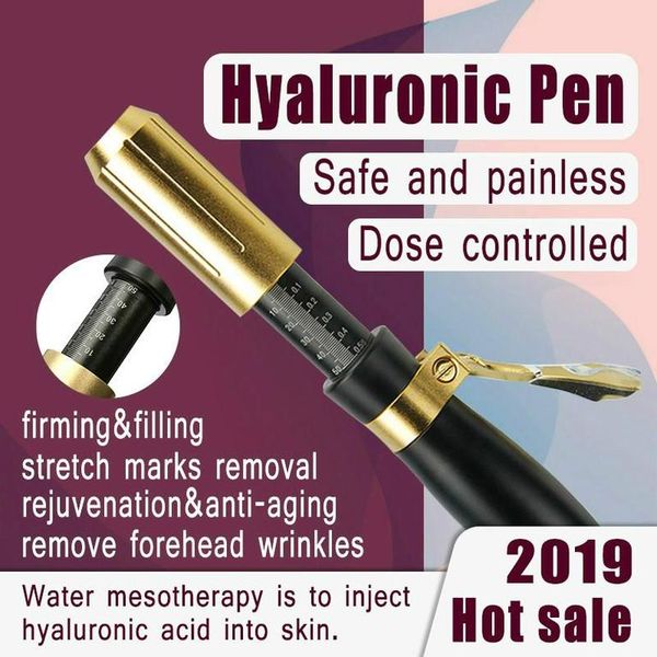 

2in1 meso gun hyaluron pen 0.3ml & 0.5ml head gold hyaluronique acid pen lip jnjector noninvasive nebulizer dhl free, Black;white