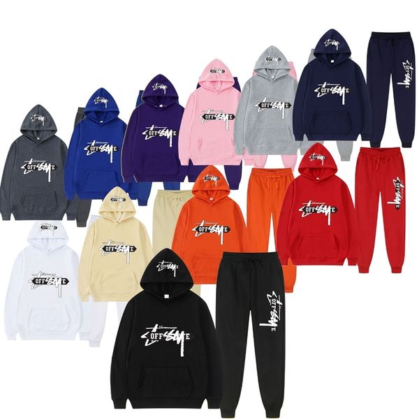 

large size sweater suit men's sports leisure print hoodie two piece set, Black