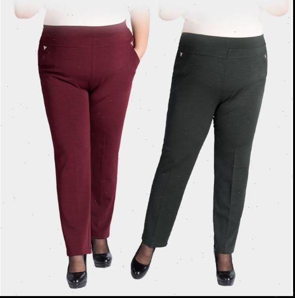 

autumn winter cargo 7xl women capri plus size casual straight elegant office elastic high waist fw577, Black;white