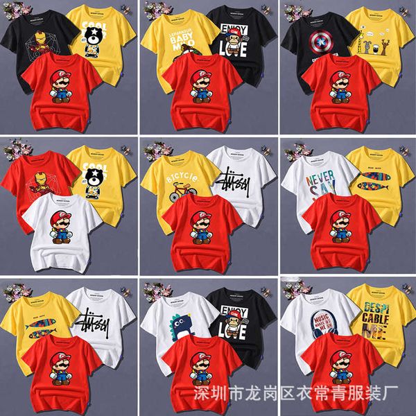 

sleeve 2021 summer t-shirt new children's short, Black;white
