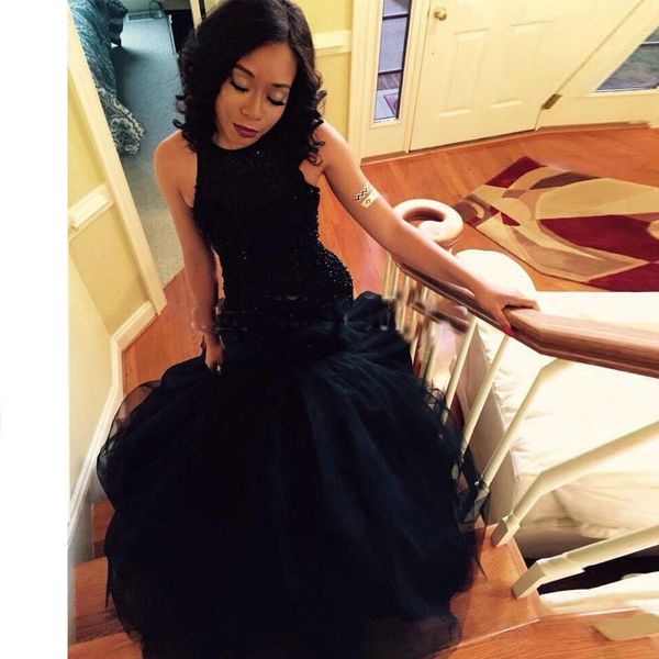 

2021 new modern black mermaid evening es long sleeveless lace appliques beaded prom party gowns caftan vestido de baile longue r8en, Black;red