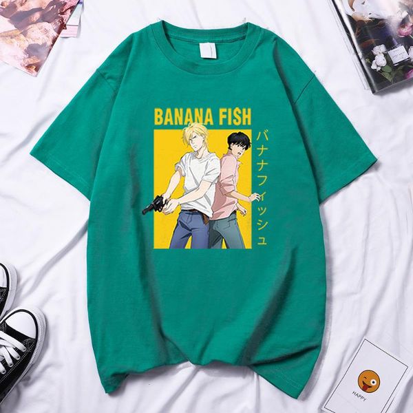 

women's t-shirt banana fish ash lynx anime printed woman t shirt 2021 summer tee harajuku cotton shirts hip hop loose women t-shirts, White